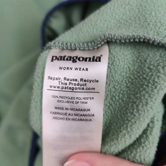 Patagonia Micro D Snap-T Pullover Jacket Men Small Green Gray Colorblock Sweater - Picture 7 of 9